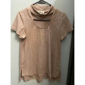 Listicle women’s brown suede short sleeved shirt size small